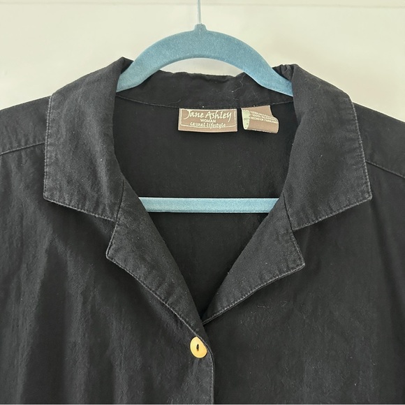 Vintage Jane Ashley Black Painted Beaded Button Up Shirt Women’s Plus Size 2X - Picture 3 of 16